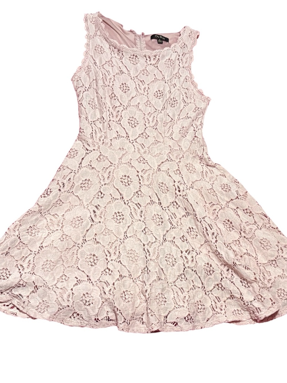 City Studio Lace Overlay Fit & Flare Dress Junior's Size 5 in Blush Rose - Picture 6 of 10